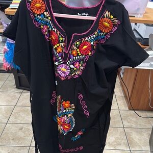 Black Embroidered Women's Dress